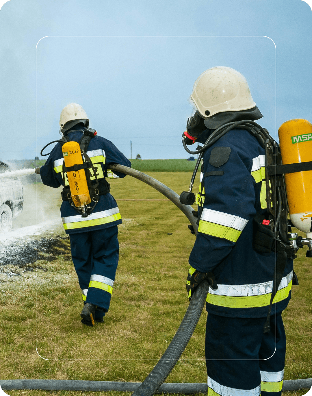 Firefighters in action